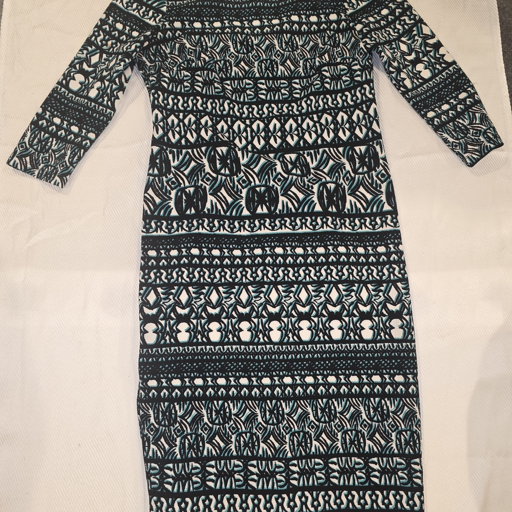 Cato Black and White Patterned Long Sleeve Dress